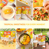 Six ways to enjoy dried mango slices: as a snack, in salads, desserts and on the go